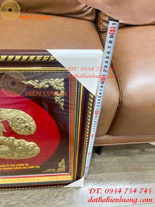 Tranh Chữ Tâm Rồng 60x60cm Bằng Đồng Treo Tường