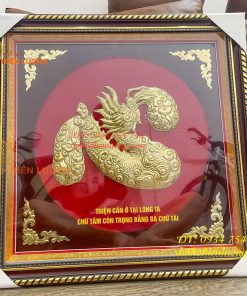 Tranh Chữ Tâm Rồng 60x60cm Bằng Đồng Treo Tường