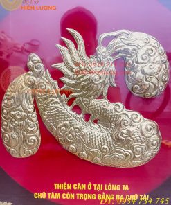 Tranh Chữ Tâm Rồng 60x60cm Bằng Đồng Treo Tường