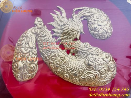 Tranh Chữ Tâm Rồng 60x60cm Bằng Đồng Treo Tường
