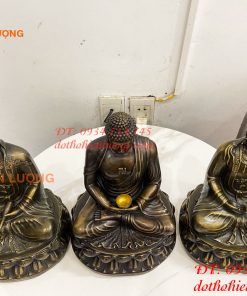 Bộ Tây Phương Tam Thánh Ngồi Cao 30cm Bằng Đồng Hun