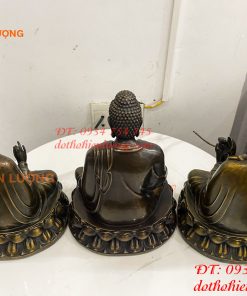 Bộ Tây Phương Tam Thánh Ngồi Cao 30cm Bằng Đồng Hun