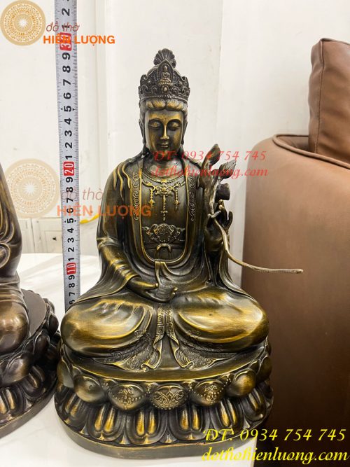Bộ Tây Phương Tam Thánh Ngồi Cao 30cm Bằng Đồng Hun