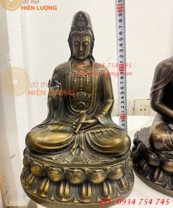 Bộ Tây Phương Tam Thánh Ngồi Cao 30cm Bằng Đồng Hun