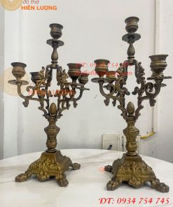 Chân Nến 5 Ngọn Bằng Đồng Cao 40cm