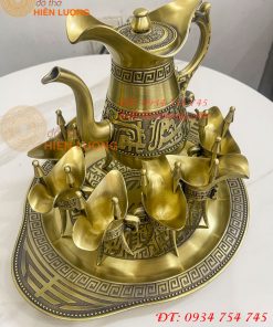Bộ Ấm Chén Rượu 3 Chân Tần Thủy Hoàng Bằng Đồng