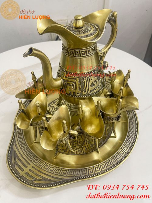 Bộ Ấm Chén Rượu 3 Chân Tần Thủy Hoàng Bằng Đồng