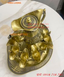Bộ Ấm Chén Rượu 3 Chân Tần Thủy Hoàng Bằng Đồng
