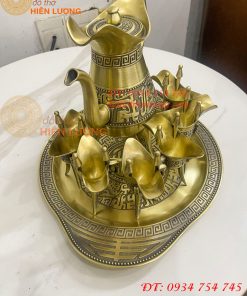 Bộ Ấm Chén Rượu 3 Chân Tần Thủy Hoàng Bằng Đồng