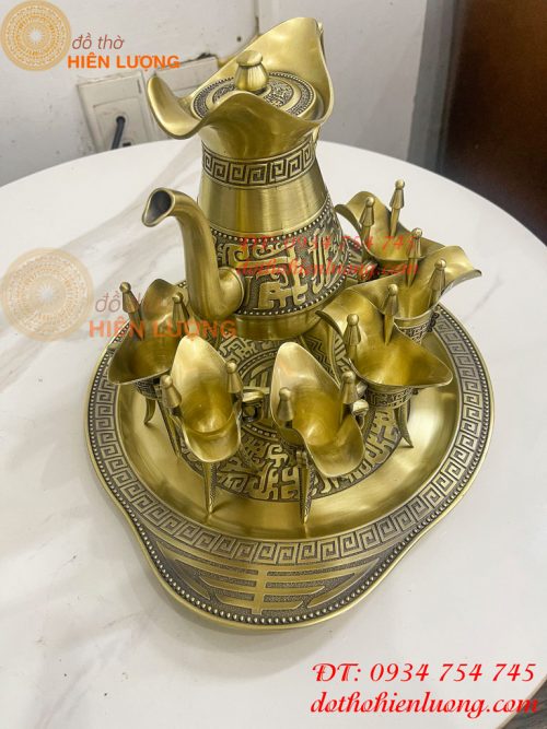 Bộ Ấm Chén Rượu 3 Chân Tần Thủy Hoàng Bằng Đồng