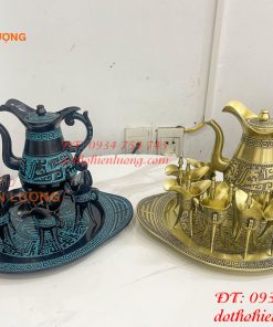 Bộ Ấm Chén Rượu 3 Chân Tần Thủy Hoàng Bằng Đồng