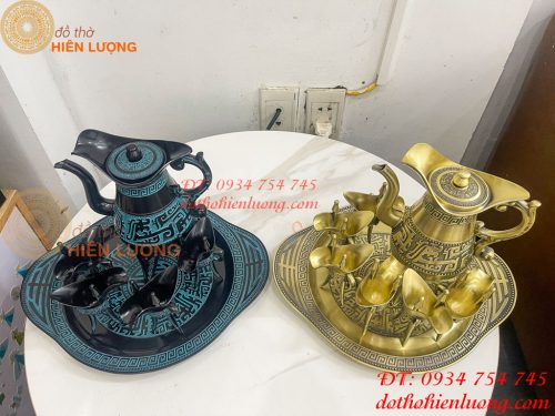 Bộ Ấm Chén Rượu 3 Chân Tần Thủy Hoàng Bằng Đồng