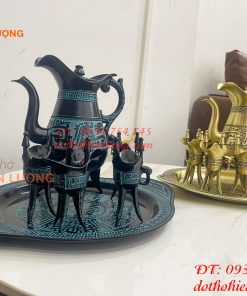 Bộ Ấm Chén Rượu 3 Chân Tần Thủy Hoàng Bằng Đồng
