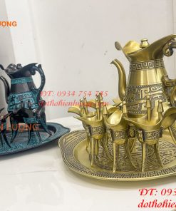 Bộ Ấm Chén Rượu 3 Chân Tần Thủy Hoàng Bằng Đồng