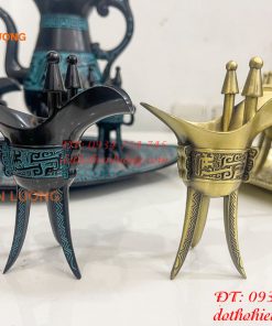 Bộ Ấm Chén Rượu 3 Chân Tần Thủy Hoàng Bằng Đồng
