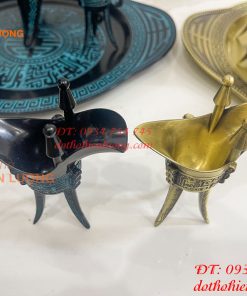 Bộ Ấm Chén Rượu 3 Chân Tần Thủy Hoàng Bằng Đồng