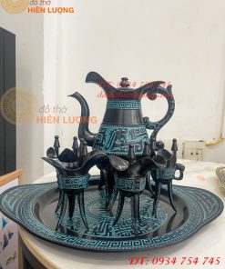 Bộ Ấm Chén Rượu 3 Chân Tần Thủy Hoàng Bằng Đồng