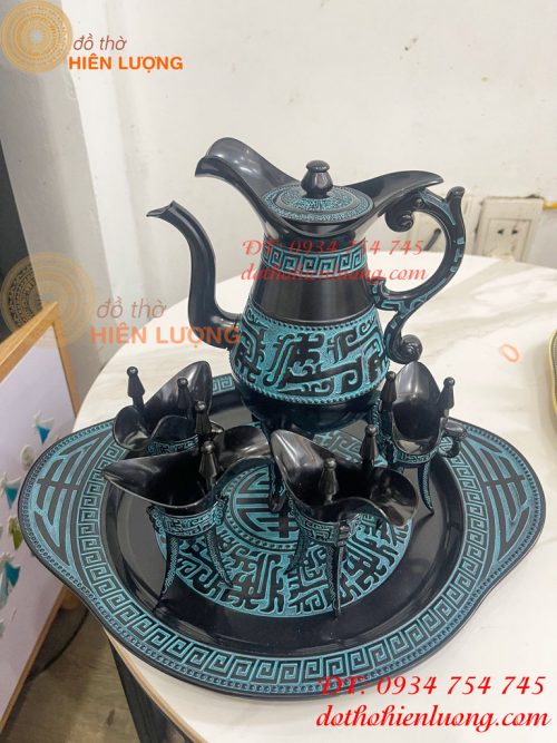Bộ Ấm Chén Rượu 3 Chân Tần Thủy Hoàng Bằng Đồng