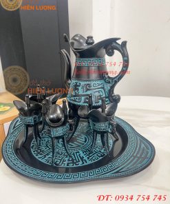 Bộ Ấm Chén Rượu 3 Chân Tần Thủy Hoàng Bằng Đồng