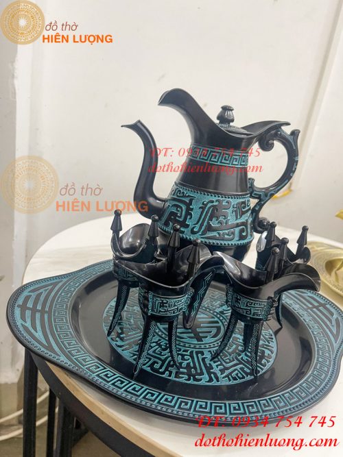 Bộ Ấm Chén Rượu 3 Chân Tần Thủy Hoàng Bằng Đồng