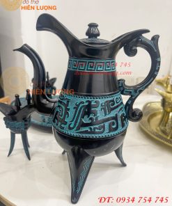 Bộ Ấm Chén Rượu 3 Chân Tần Thủy Hoàng Bằng Đồng