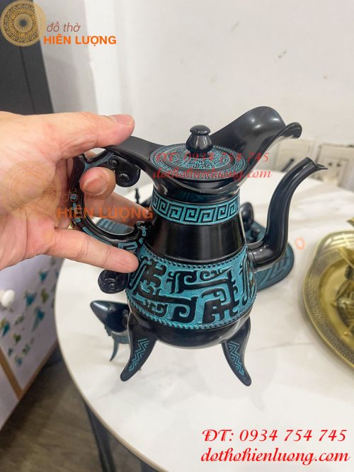 Bộ Ấm Chén Rượu 3 Chân Tần Thủy Hoàng Bằng Đồng
