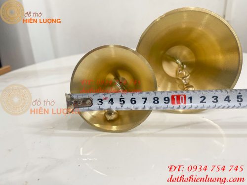 Chuông Lắc Cầm Tay Cán Gỗ Bằng Đồng