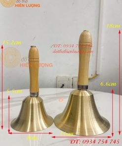 Chuông Lắc Cầm Tay Cán Gỗ Bằng Đồng