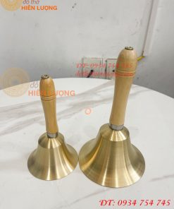 Chuông Lắc Cầm Tay Cán Gỗ Bằng Đồng