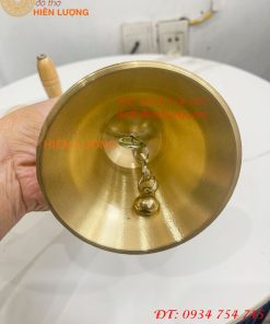 Chuông Lắc Cầm Tay Cán Gỗ Bằng Đồng