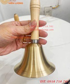 Chuông Lắc Cầm Tay Cán Gỗ Bằng Đồng