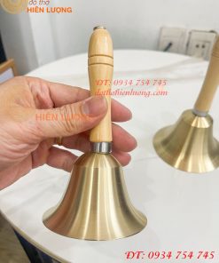 Chuông Lắc Cầm Tay Cán Gỗ Bằng Đồng