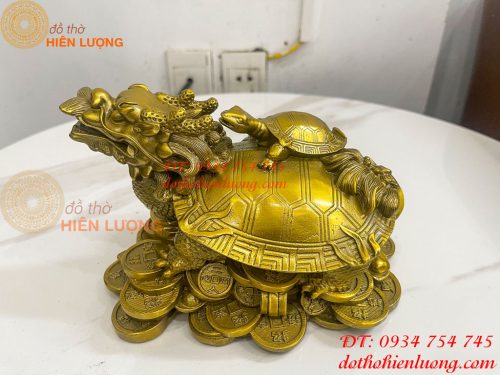 Tượng Long Quy Cõng Con Trấn Trạch Bằng Đồng Phong Thủy