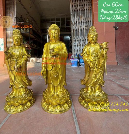 Bộ Tam Thánh Đứng Cao 60cm Bằng Đồng Nặng 28kg