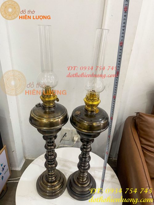 Đèn Dầu Pháp Cổ Bằng Đồng Cao 85cm Cả Bóng