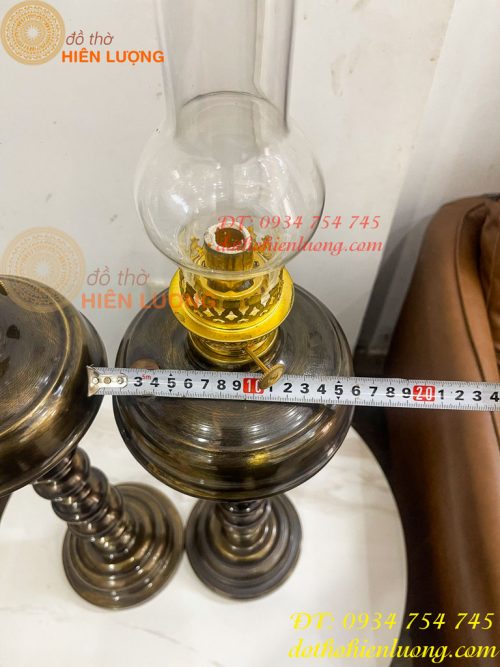 Đèn Dầu Pháp Cổ Bằng Đồng Cao 85cm Cả Bóng