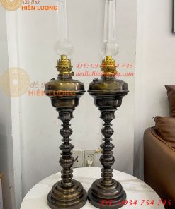 Đèn Dầu Pháp Cổ Bằng Đồng Cao 85cm Cả Bóng