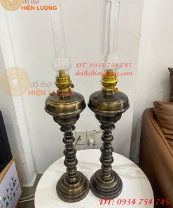 Đèn Dầu Pháp Cổ Bằng Đồng Cao 85cm Cả Bóng