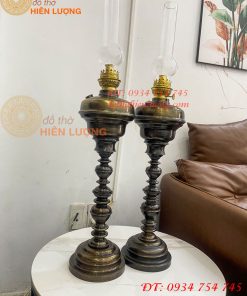 Đèn Dầu Pháp Cổ Bằng Đồng Cao 85cm Cả Bóng
