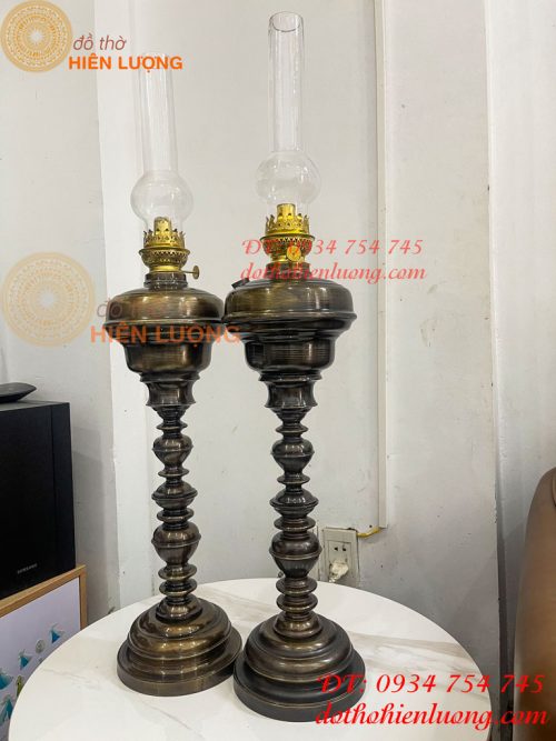 Đèn Dầu Pháp Cổ Bằng Đồng Cao 85cm Cả Bóng