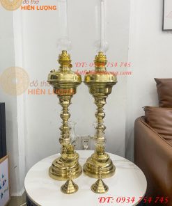 Đèn Dầu Pháp Cổ Bằng Đồng Cao 85cm Cả Bóng