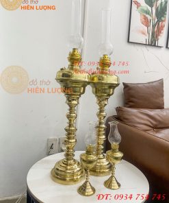 Đèn Dầu Pháp Cổ Bằng Đồng Cao 85cm Cả Bóng