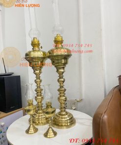 Đèn Dầu Pháp Cổ Bằng Đồng Cao 85cm Cả Bóng