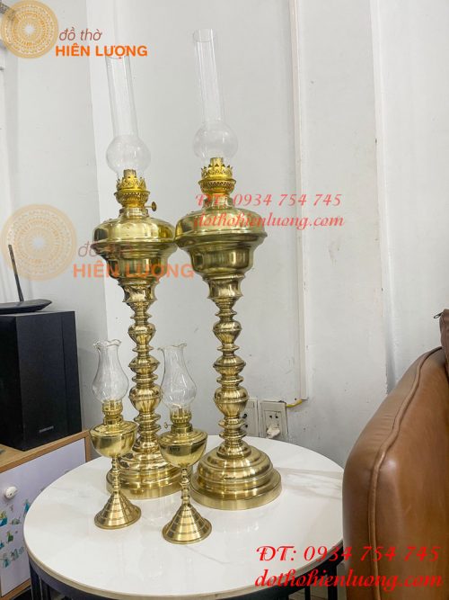 Đèn Dầu Pháp Cổ Bằng Đồng Cao 85cm Cả Bóng