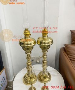 Đèn Dầu Pháp Cổ Bằng Đồng Cao 85cm Cả Bóng
