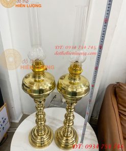 Đèn Dầu Pháp Cổ Bằng Đồng Cao 85cm Cả Bóng