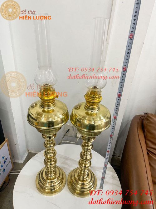 Đèn Dầu Pháp Cổ Bằng Đồng Cao 85cm Cả Bóng