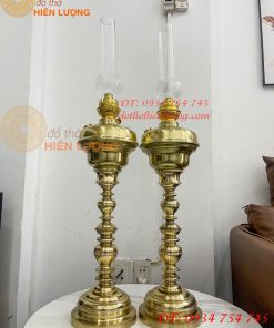 Đèn Dầu Pháp Cổ Bằng Đồng Cao 85cm Cả Bóng