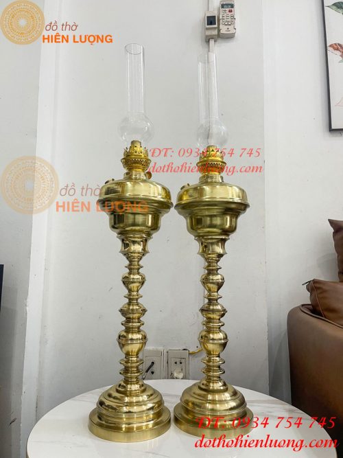 Đèn Dầu Pháp Cổ Bằng Đồng Cao 85cm Cả Bóng