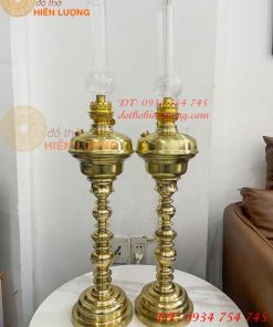 Đèn Dầu Pháp Cổ Bằng Đồng Cao 85cm Cả Bóng